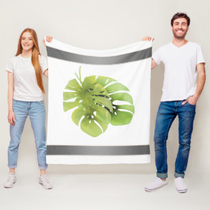Tropisch exotische Monstera Blätter Aquarell e Fleecedecke