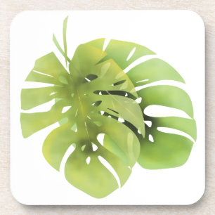 Tropisch exotische Monstera Blätter Aquarell e Getränkeuntersetzer