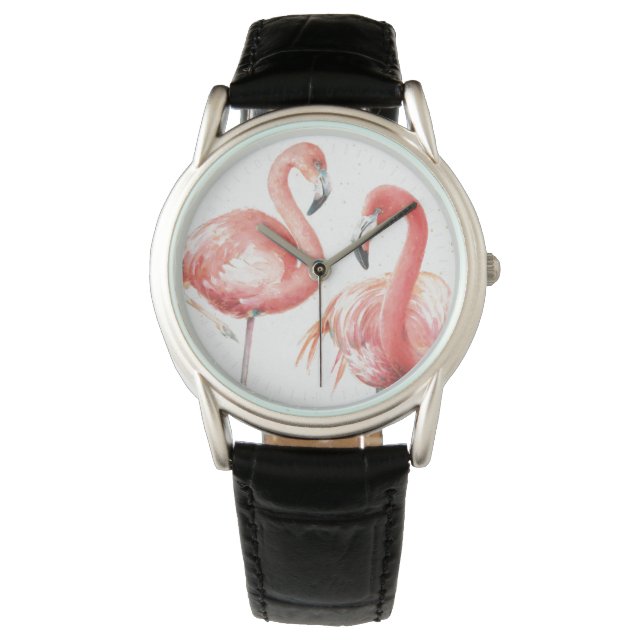 tropisch | Familie Flamingos Armbanduhr (Vorderseite)