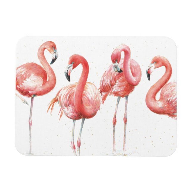 tropisch | Familie Flamingos Magnet (Horizontal)