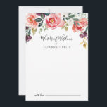 Tropisch farbenfrohe Sommerhochzeiten Worte der We<br><div class="desc">Diese tropische farbenfrohe Sommerheirat mit Weisheitsratenkarte ist perfekt für eine moderne Hochzeit. Das Design ist illustriert, weiß, rosa, rot, bordeauxrot und lila, elegante Blume, die in hübsche Blumensträuße untergebracht sind. Diese Karten sind ideal für Hochzeiten, Brautparty, Babydusche, Graduiertenfest u.v.m. Personalisieren Sie die Karten mit den Namen der Braut und Bräutigam,...</div>
