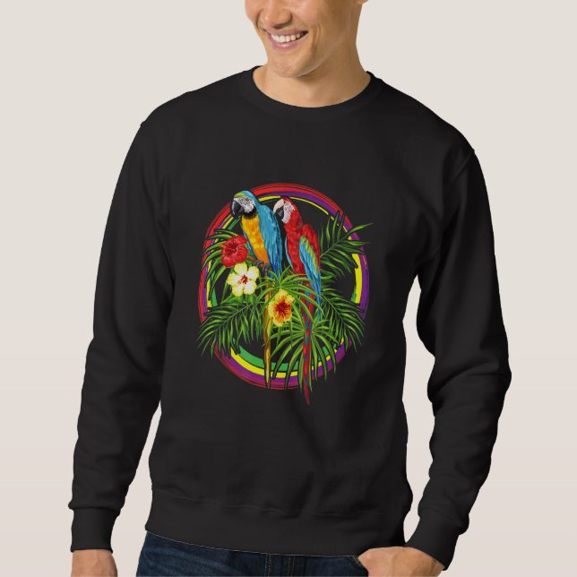 Tropisch farbenfrohe Vögel Papagei Macao Cockatoo  Sweatshirt (Vorderseite)