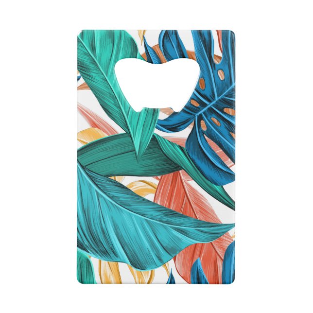 Tropisch-farbige Blätter Natur Geldbeutel Flaschenöffner (Rückseite)