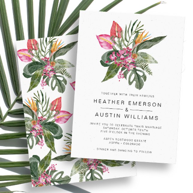 Tropisch-farbige Hochzeit Einladung (Tropical Colorful Floral Wedding Invitation by Painted Paperie
)
