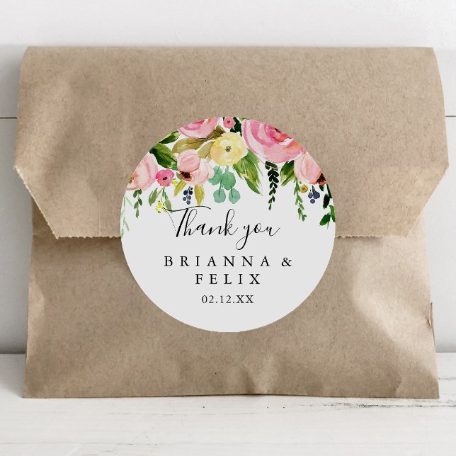 Tropisch farbiger Herbst Danke Gastgeschenk Hochze Runder Aufkleber (Von Creator hochgeladen)