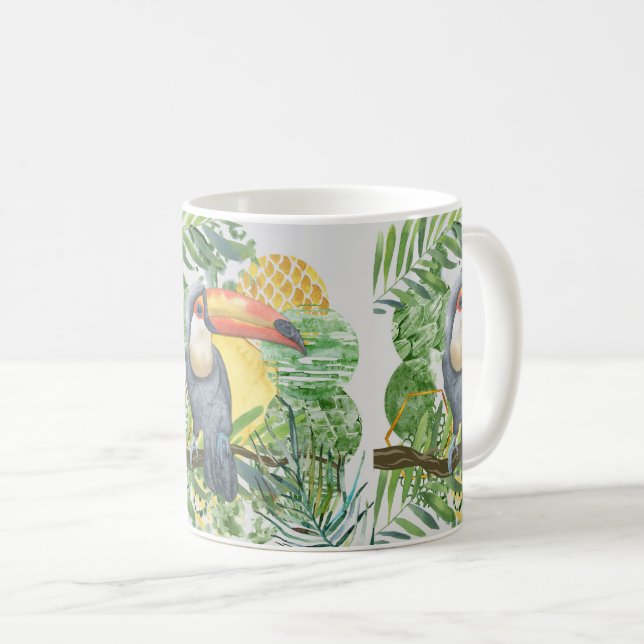 Tropisch-farbiger Toucan Bird: Exotic Wildlife Kaffeetasse (VorderseiteRechts)