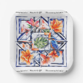Tropisch floral, Botanik mit Vogel Pappteller