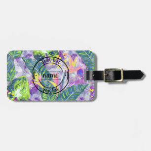 Tropisch floral, Botanisch, Flieder, grün, rosa, B Gepäckanhänger