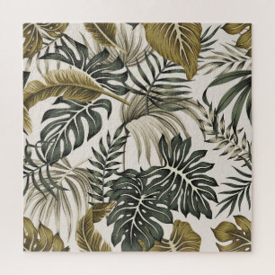 Tropisch floral vintage, graue Foliage, nahtlos. Puzzle