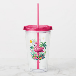 Tropisch/Florida rosa Flamingo Acryltrinkbecher