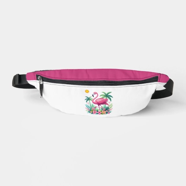 Tropisch/Florida rosa Flamingo Bauchtasche (Vorderseite)
