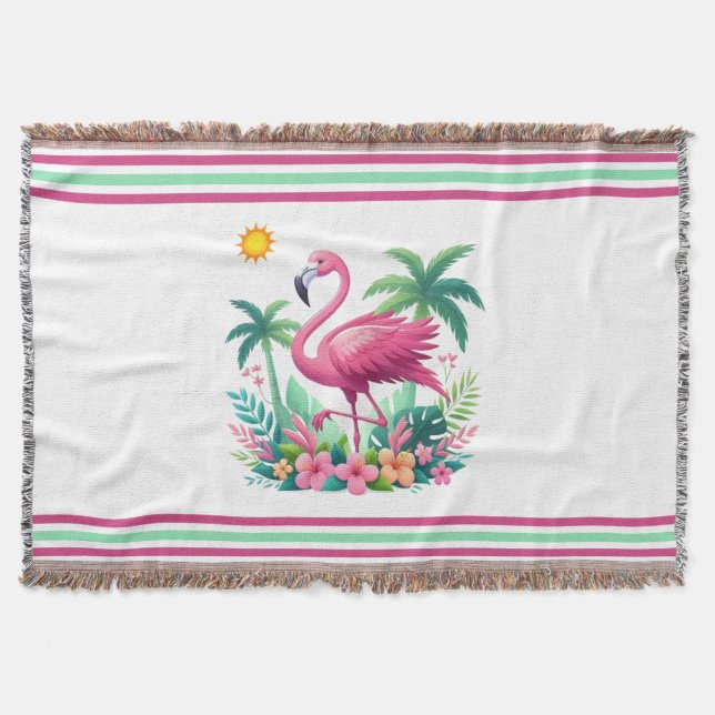 Tropisch/Florida rosa Flamingo Decke (Vorderseite)