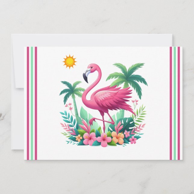 Tropisch/Florida rosa Flamingo Feiertagskarte (Vorderseite)