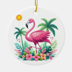 Tropisch/Florida rosa Flamingo Keramik Ornament