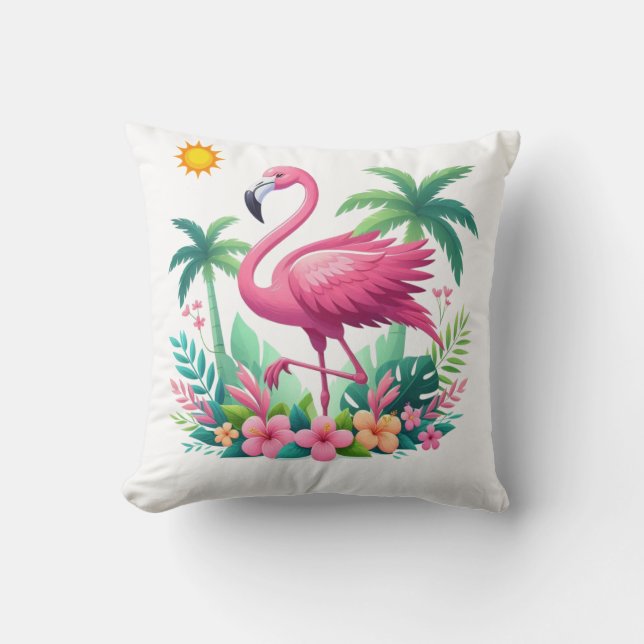 Tropisch/Florida rosa Flamingo Kissen (Vorderseite)