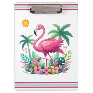 Tropisch/Florida rosa Flamingo Klemmbrett