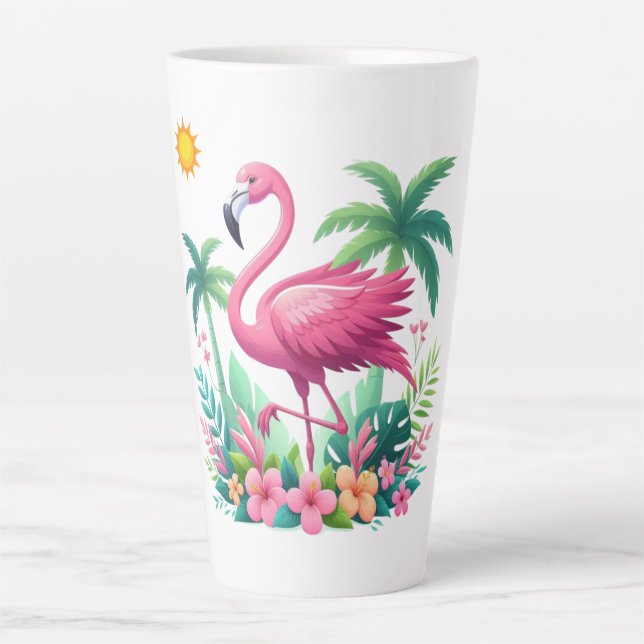 Tropisch/Florida rosa Flamingo Milchtasse (Vorderseite)