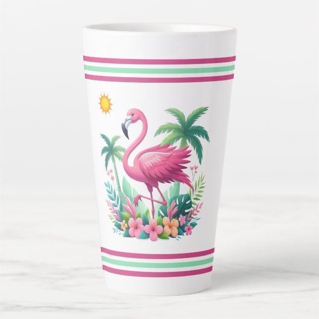 Tropisch/Florida rosa Flamingo Milchtasse (Vorderseite)