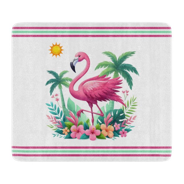 Tropisch/Florida rosa Flamingo Schneidebrett (Vorderseite)