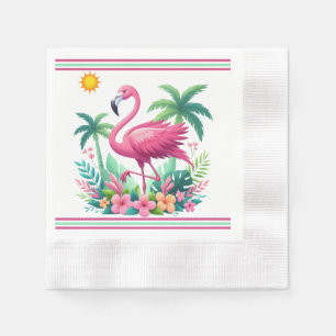 Tropisch/Florida rosa Flamingo Serviette