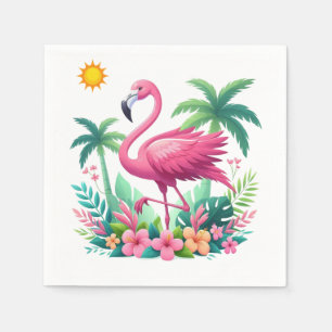 Tropisch/Florida rosa Flamingo Serviette