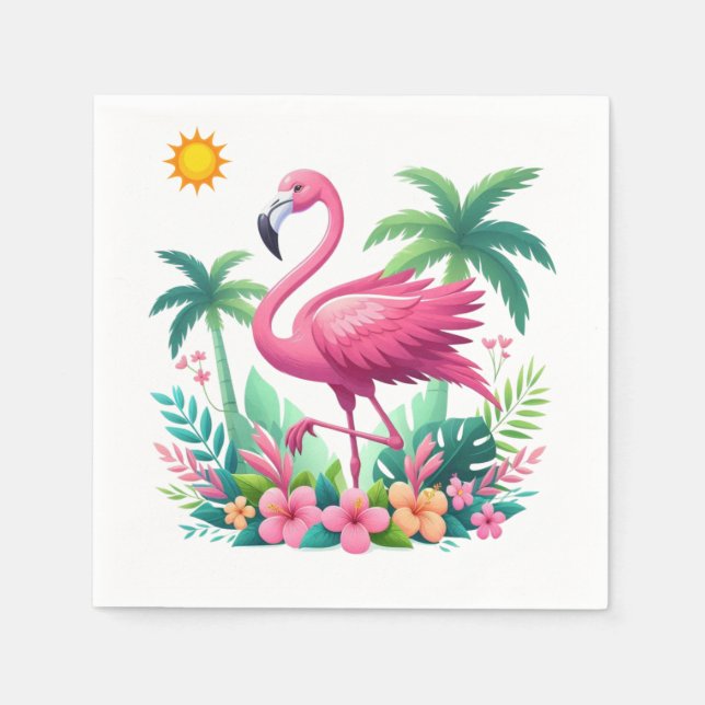 Tropisch/Florida rosa Flamingo Serviette (Vorderseite)