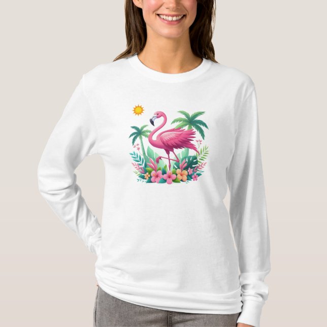 Tropisch/Florida rosa Flamingo T-Shirt (Vorderseite)