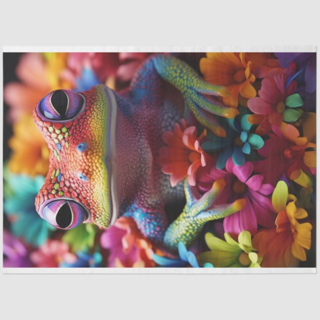 Tropisch gefärbter Frosch und Blume Seidenpapier (Vorderseite)