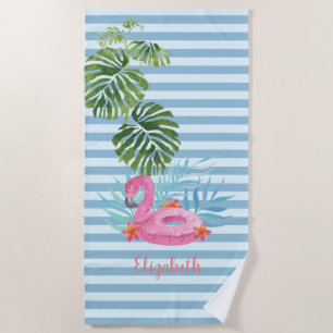 Tropisch, gestreift, Flamingo Schwimmbad Schwimmba Strandtuch
