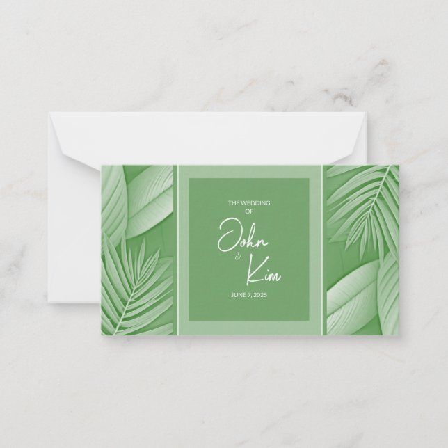 Tropisch Green Theme Wedding Note Card Mitteilungskarte (Vorderseite)