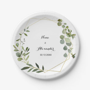 Tropisch-grüne Blätter Hochzeit Pappteller