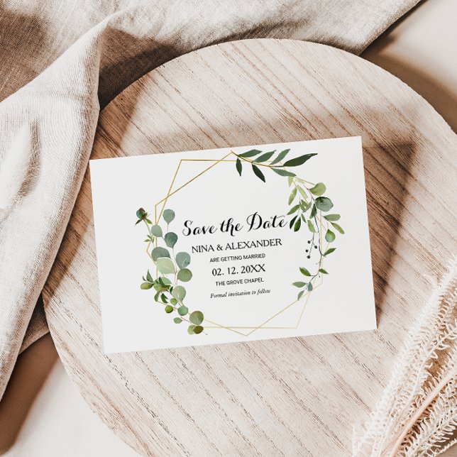 Tropisch grüne Blätter Hochzeitsszenarien speicher Einladung (Von Creator hochgeladen)