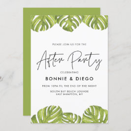 Tropisch-grüne Palmen Hochzeit nach dem Party Einladung