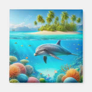 Tropisch/Hawaii farbiger Unterwasserdelphin Magnet