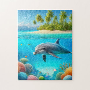 Tropisch/Hawaii farbiger Unterwasserdelphin Puzzle