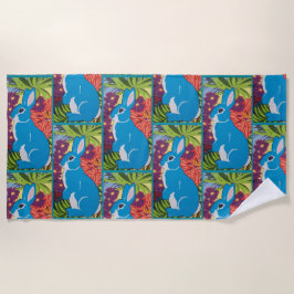 Tropisch Hawaiian Bunny Rabbit Design Beach Handtu Strandtuch
