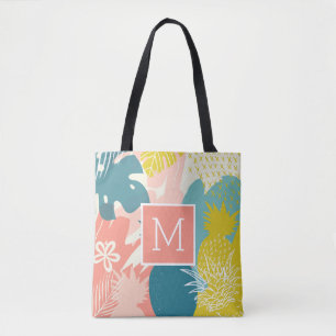 Tropisch Hawaiianische Ananas Monogram Tote Bag