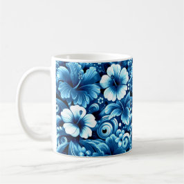 Tropisch-hawaiianische Blume Hibiskus Blaues Muste Kaffeetasse