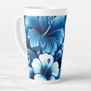 Tropisch-hawaiianische Blume Hibiskus Blaues Muste Milchtasse