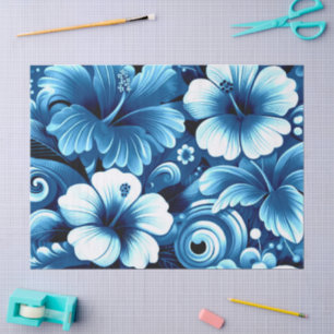 Tropisch-hawaiianische Blume Hibiskus Blue Decoupa Seidenpapier