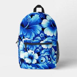 Tropisch-hawaiianische Blume Hibiskus Cobalt Blue Bedruckter Rucksack