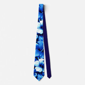 Tropisch-hawaiianische Blume Hibiskus Cobalt Blue Krawatte