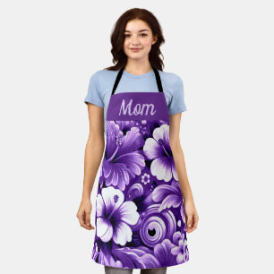 Tropisch-hawaiianische Blume Hibiskus Lila Muster Schürze