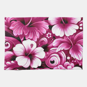 Tropisch-hawaiianische Blume Hibiskus rosa Muster Geschirrtuch