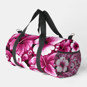 Tropisch-hawaiianische Blume Hibiskus Rosa Weiß Duffle Bag