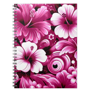 Tropisch-hawaiianische Blume Hibiskus Rosa Weiß Notizblock
