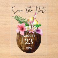 Tropisch-hawaiianische Flora und Kokosnuss Save th