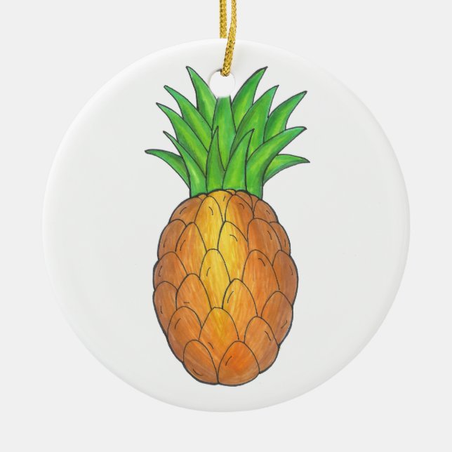 Tropisch Hawaiianische Insel Ananas Obstgarten Emp Keramikornament (Vorne)