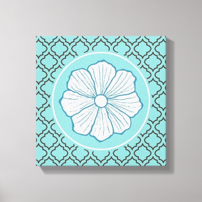 Tropisch-hawaiisch-türkische Blume Mauer Kunstgesc Leinwanddruck (Vorderseite)