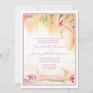 Tropisch Hot Pink Freesia Einladung
